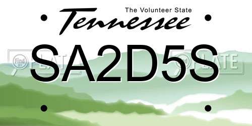 SA2D5S Tennessee License Plate