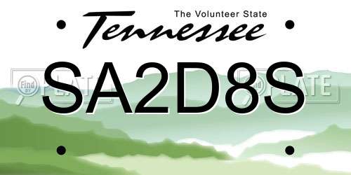 SA2D8S Tennessee License Plate