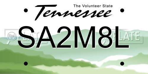SA2M8L Tennessee License Plate