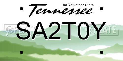 SA2T0Y Tennessee License Plate