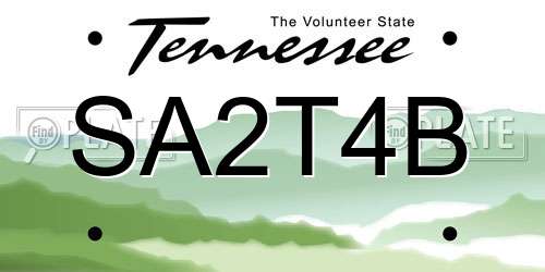 SA2T4B Tennessee License Plate
