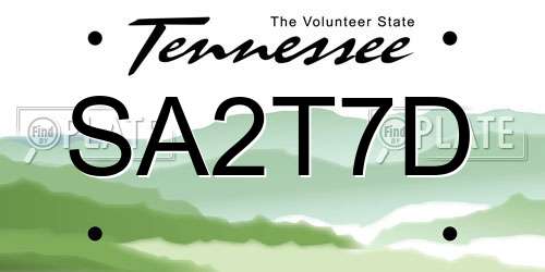 SA2T7D Tennessee License Plate