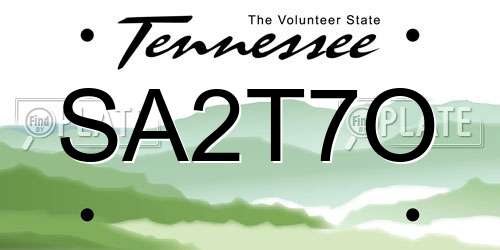 SA2T7O Tennessee License Plate