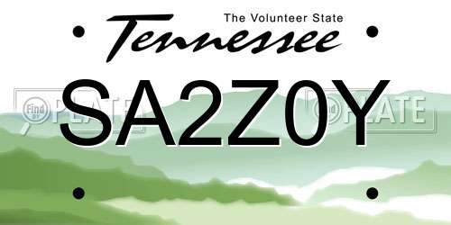 SA2Z0Y Tennessee License Plate