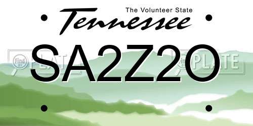 SA2Z2O Tennessee License Plate