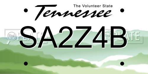 SA2Z4B Tennessee License Plate
