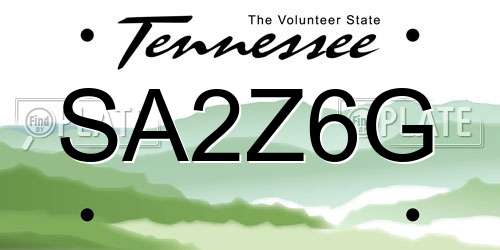 SA2Z6G Tennessee License Plate