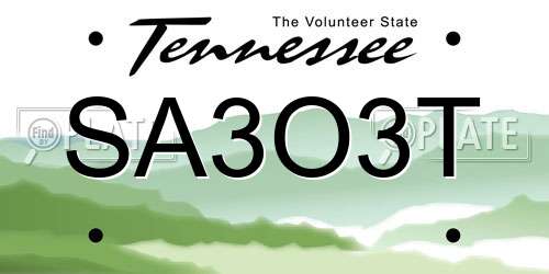 SA3O3T Tennessee License Plate