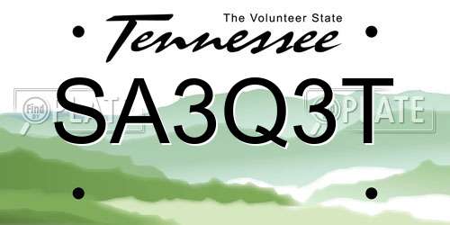 SA3Q3T Tennessee License Plate