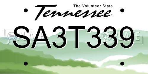 SA3T339 Tennessee License Plate