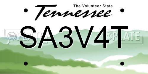 SA3V4T Tennessee License Plate