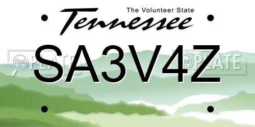 SA3V4Z Tennessee License Plate