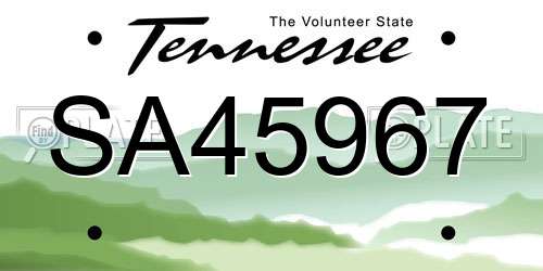 SA45967 Tennessee License Plate