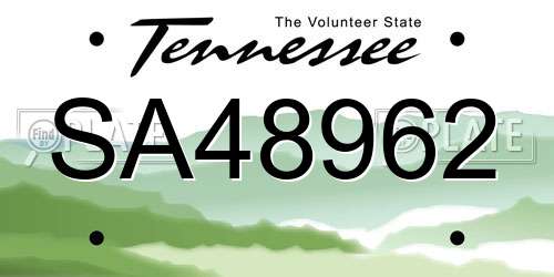 SA48962 Tennessee License Plate