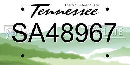 SA48967 Tennessee License Plate