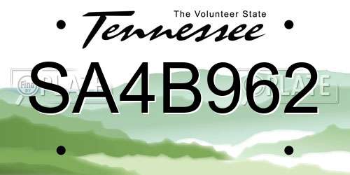 SA4B962 Tennessee License Plate