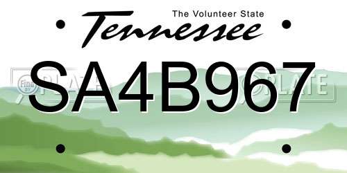 SA4B967 Tennessee License Plate