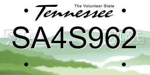 SA4S962 Tennessee License Plate