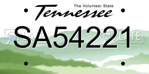 SA54221 Tennessee License Plate