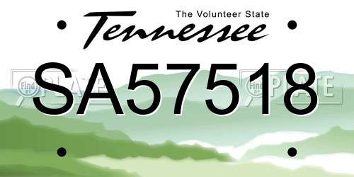 SA57518 Tennessee License Plate
