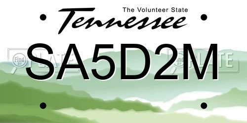 SA5D2M Tennessee License Plate