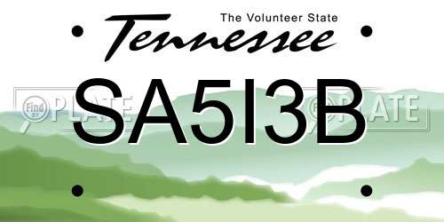 SA5I3B Tennessee License Plate