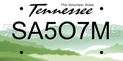 SA5O7M Tennessee License Plate