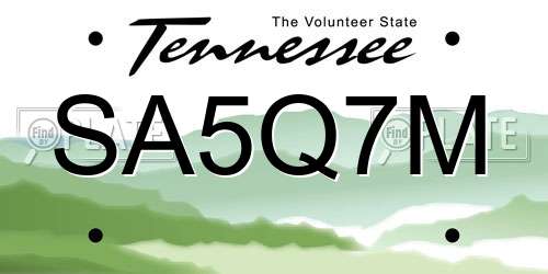 SA5Q7M Tennessee License Plate