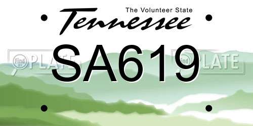 SA619 Tennessee License Plate