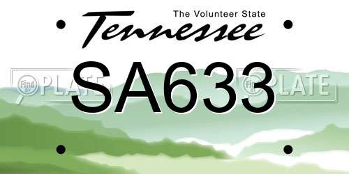 SA633 Tennessee License Plate