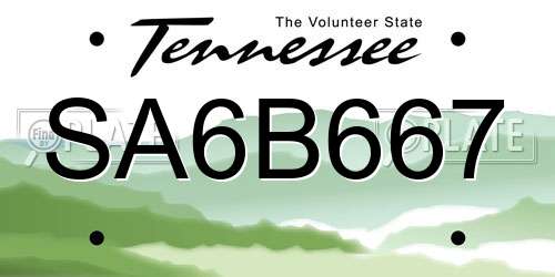 SA6B667 Tennessee License Plate