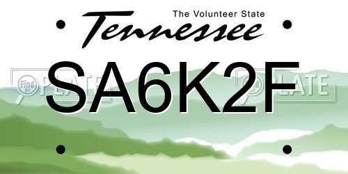 SA6K2F Tennessee License Plate