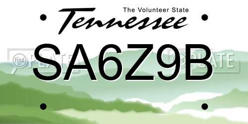 SA6Z9B Tennessee License Plate