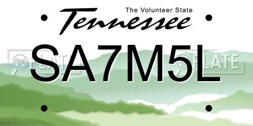 SA7M5L Tennessee License Plate