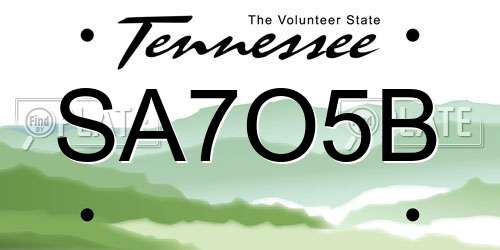 SA7O5B Tennessee License Plate