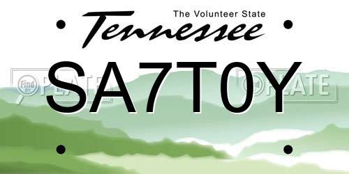 SA7T0Y Tennessee License Plate