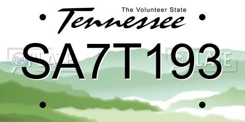 SA7T193 Tennessee License Plate