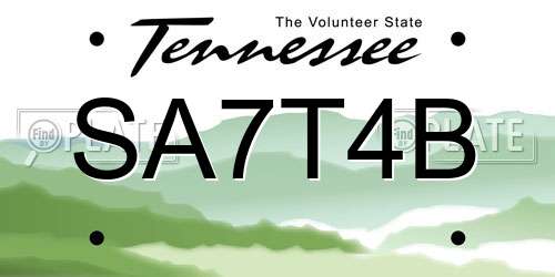 SA7T4B Tennessee License Plate