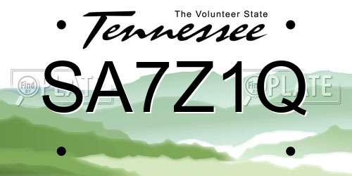SA7Z1Q Tennessee License Plate