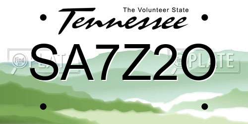 SA7Z2O Tennessee License Plate
