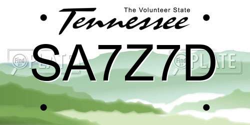SA7Z7D Tennessee License Plate
