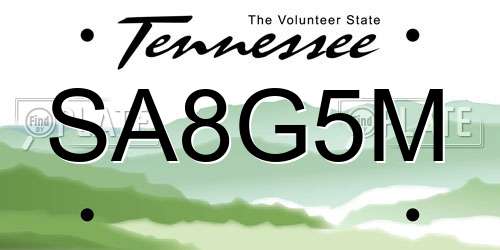 SA8G5M Tennessee License Plate