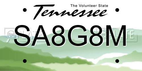 SA8G8M Tennessee License Plate