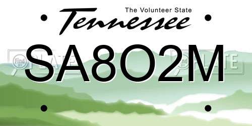 SA8O2M Tennessee License Plate