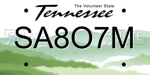 SA8O7M Tennessee License Plate