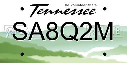 SA8Q2M Tennessee License Plate