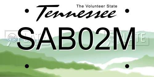 SAB02M Tennessee License Plate