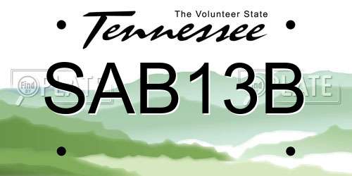 SAB13B Tennessee License Plate