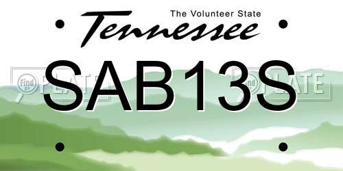 SAB13S Tennessee License Plate