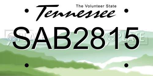 SAB2815 Tennessee License Plate